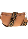 Camel kožená talianska crossbody kabelka Reni Grande Camel s prídavným pruhom NovaKabelka.sk