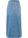 Trendyol Collection Svetlomodrá maxi riflová sukňa s vysokým pásom a rozparkami
