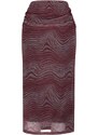 Trendyol Collection Bordová pletená sukňa s potlačou a vysokým pásom