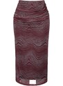 Trendyol Collection Bordová pletená sukňa s potlačou a vysokým pásom