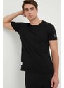 Bavlnené tričko Alpha Industries čierna farba, s potlačou