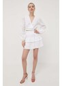Bavlnená sukňa Guess biela farba, mini, áčkový strih
