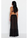 Trendyol Collection Čierna maxi pletená sukňa s doplnkami