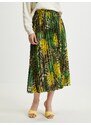 Green Ladies Patterned Pleated Midi Skirt Guess Abel - Women