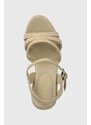 Sandále Tommy Hilfiger ESSENTIAL BASIC WEDGE SANDAL dámske, béžová farba, na kline, FW0FW07220