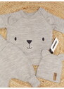 Pletená dojčenská sada 3D Medvedík, svetrík, tepláčiky + čiapočka Kazum, béžová