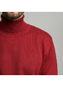 Willsoor Pánsky bordový sveter s rolákom a jemným vzorom 14908