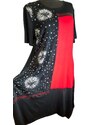 MADE IN TURKEY DLHÉ ELASTICKÉ čierno/červené šaty PRE MOLETKY s vreckami - GORGO