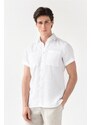 Magic Linen Ľanová košeľa PORTLAND s krátkym rukávom v bielej farbe