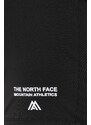 Športové krátke nohavice The North Face Mountain Athletics dámske, čierna farba, s potlačou, vysoký pás