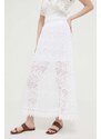 Bavlnená sukňa Guess biela farba, maxi, áčkový strih