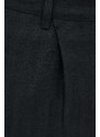 Ľanový odev Emporio Armani čierna farba, jednofarebná