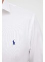 Bavlnená košeľa Polo Ralph Lauren pánska,biela farba,slim,s talianskym golierom,712873368