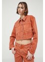Rifľová bunda Guess Originals dámska, oranžová farba, prechodná
