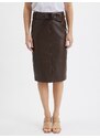 Orsay Dark Brown Women's Pencil Leatherette Skirt - Women