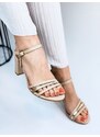 Webmoda Dámske exkluzívne pohodlné sandále s pásikmi - béžové