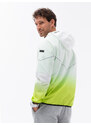 Ombre Clothing Pánska športová bunda s ombre efektom - biela a limetkovo zelená V1 OM-JANP-0104