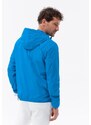 Ombre Clothing Pánska vetrovka s kapucňou a kontrastnými detailmi - modrá V1 OM-JANP-0110