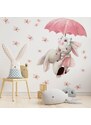 Gario Detská nálepka na stenu Zajačiky s dáždnikom, motýle