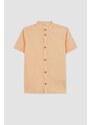 DEFACTO Boy Straight Collar Linen Look Short Sleeve Shirt