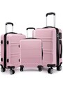 Konofactory Svetloružová sada luxusných kufrov s TSA zámkom "Travelmania" - veľ. M, L, XL