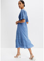 bonprix Šaty s čipkovanou vsadkou, farba modrá