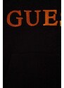 Detská bavlnená mikina Guess čierna farba, s kapucňou, vzorovaná