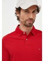 Polo tričko Tommy Hilfiger pánske,červená farba,jednofarebné,MW0MW17770