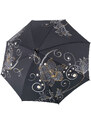 Doppler Fiber Flex AC Golden Flower - dámsky holový vystreľovací dáždnik čierna
