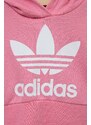 Detská mikina adidas Originals ružová farba, s kapucňou, s potlačou