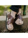 Vasky Cross Brown - Pánske kožené sandále hnedé, ručná výroba