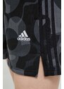 Šortky adidas dámske, čierna farba, vzorované, stredne vysoký pás