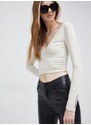 Tričko s dlhým rukávom Calvin Klein Jeans dámsky, béžová farba,