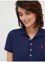 Polo tričko Polo Ralph Lauren dámsky,tmavomodrá farba,s golierom,211870245002