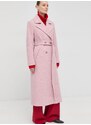 Vlnený kabát Beatrice B ružová farba, prechodný, dvojradový