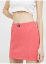 Sukňa Tommy Jeans ružová farba, mini, rovný strih