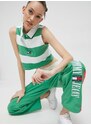 Bavlnený top Tommy Jeans zelená farba