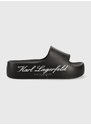 Šľapky Karl Lagerfeld KOBO II dámske, čierna farba, na platforme, KL86000