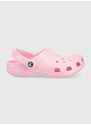 Detské šľapky Crocs CLASSIC GLITTER CLOG ružová farba