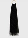 Vlnený šál Gestuz čierna farba, vzorovaný