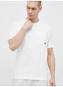 Bavlnené tričko New Balance biela farba, jednofarebné