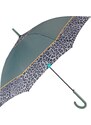 PERLETTI Time, Dámsky palicový dáždnik Bordo Leopardo / zelený, 26255