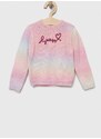 Detský sveter s prímesou vlny Guess ružová farba