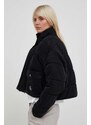 Rifľová bunda Calvin Klein Jeans dámska, čierna farba, zimná