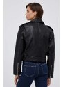 Kožená bunda Calvin Klein Jeans dámska, čierna farba, prechodná, oversize