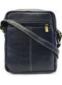 Arwel Tmavo modrý pánsky kožený zipsový crossbag Ersi