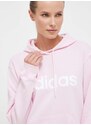 Bavlnená mikina adidas dámska, ružová farba, s kapucňou, s potlačou, IL3343