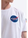 Bavlnené tričko Alpha Industries Space Shuttle T 176507.09, biela farba, s potlačou
