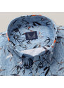 Willsoor Pánska slim fit košeľa modrej farby s kvetinovým vzorom 15386