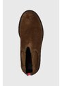 Semišové topánky chelsea Tommy Jeans TJM CHELSEA HIGH BOOT pánske, hnedá farba, EM0EM01205